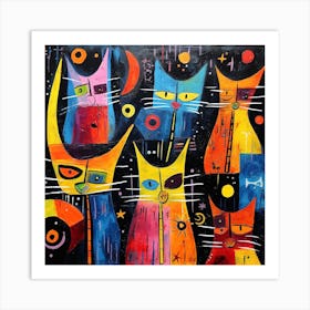 Cats In Space 3 Art Print