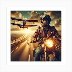 Man On A Motorcycle 1 Art Print