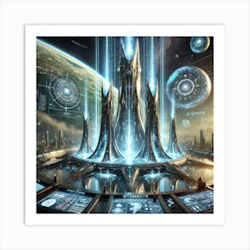 Mirror Spires Scifi Art Print