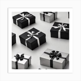Black And Silver Gift Boxes Art Print