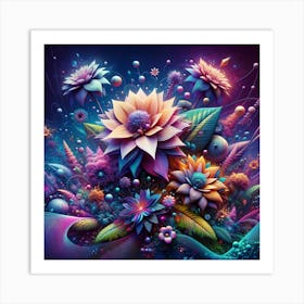 Psychedelic Flowers Art Print