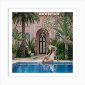 Moroccan Oasis Tranquil Retreat By The Pool (10) Art Print