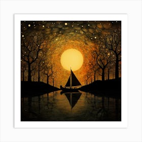 Sunset Sailboat On The Lake Art Print