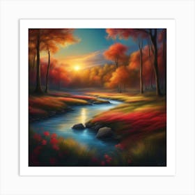 Sunset In The Forest Art Print