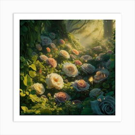 Roses In The Forest 1 Art Print