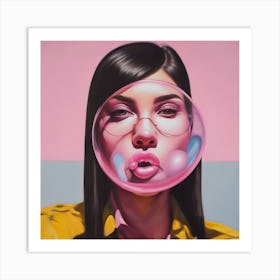 Girl and Bubbles Art Print