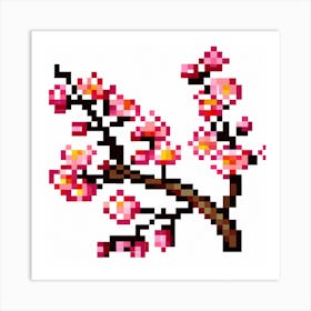 Sakura Blossom Pixel Art Art Print