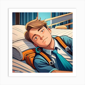 Boy Laying In Bed Art Print