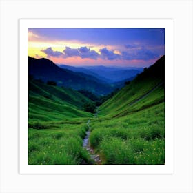 Sunset In The Mountains 3 Art Print