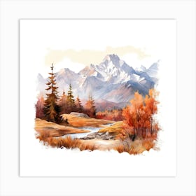 Autumn Landscape Watercolor Painting 4 Art Print