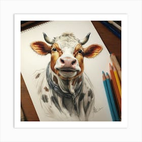 Cow Drawing 9 Art Print