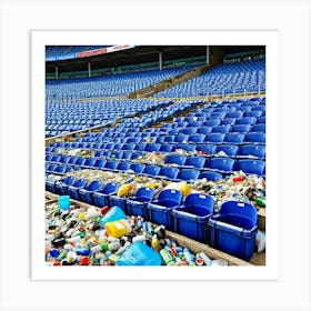 Stadium Rubbish Litter Trash Debris Pollution Garbage Waste Environment Cleanup Waste Man (2) Art Print