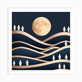 People At The Moon Art Print