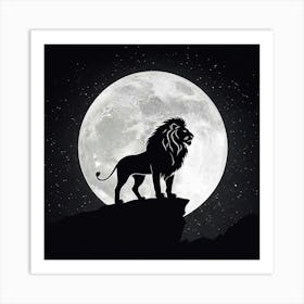 Lion In The Moonlight art print Art Print