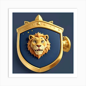 Default Logo Of A Shield With A Lions Head And A Star On It V 2 Art Print