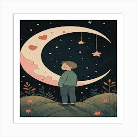 Moon And Stars 1 Art Print