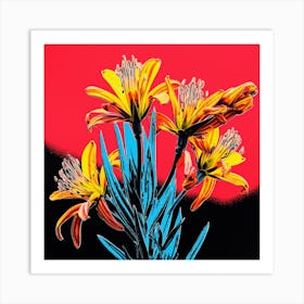 Andy Warhol Style Pop Art Flowers Kangaroo Paw 3 Square Art Print