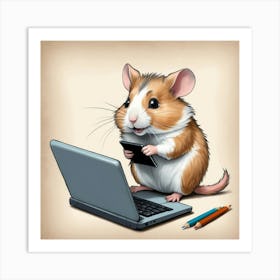 Hamster On A Laptop 6 Art Print