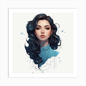 Girl With Long Hair Art Print