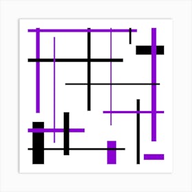 Purple And Black Squares Art Print