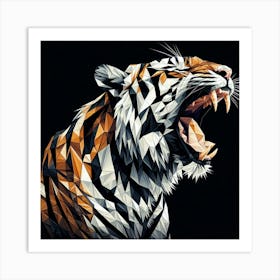 Roaring Tiger Black Background Art Print Art Print