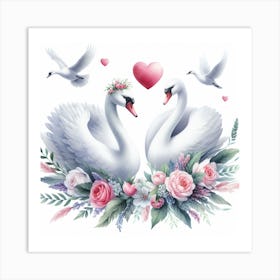 Pair of swans 2 Art Print