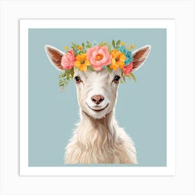 Floral Baby Goat Nursery Illustration (12) Art Print