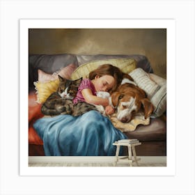 Cat And Dog Art Print