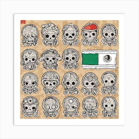 Day Of The Dead Skulls 1 Art Print