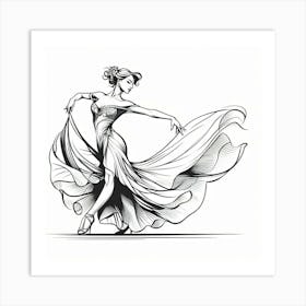 Line Art Latin Dancer 3 Art Print