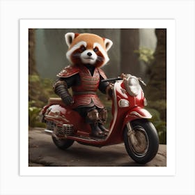 Red Panda On A Scooter2 Art Print