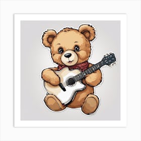 Teddy Bear Playing Guitar Art Print