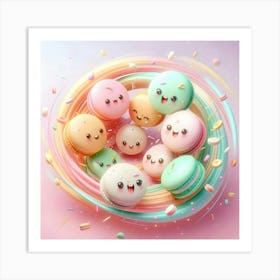 Kawaii Macarons Art Print