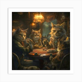 Cats Friday night Poker Game Art Print