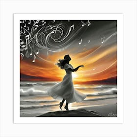 Music Notes At Sunset 2 Art Print