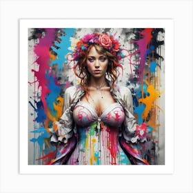 Woman In A Colorful Dress Art Print