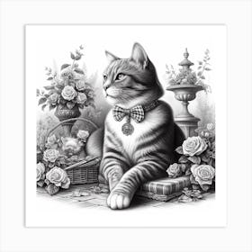 Cat In The Garden 1 Art Print