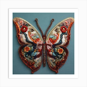 Butterfly embroidered with beads 4 Art Print