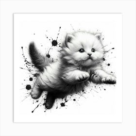 Cat In The Air Art Print