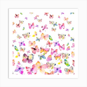 Spring Watercolor Butterflies Square Art Print