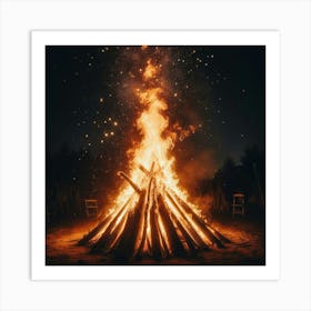 Bonfire At Night 2 Art Print