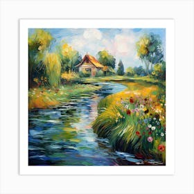 Garden Chromatics: Impressionist Riverside Strokes Art Print