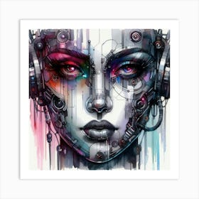 Girl With Headphones Art Print