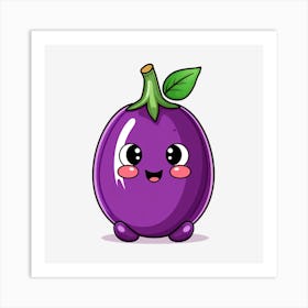 Cute Purple Eggplant Art Print