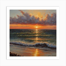 Sunset Over The Ocean Art Print