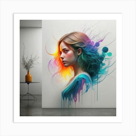 Girl With Colorful Hair 4 Art Print