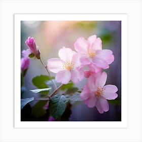 Flowers Leaves Nature Soft Freshness Pastel Botanical Plants Blooms Foliage Serene Delic (12) Art Print