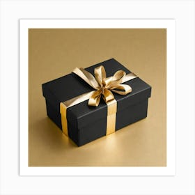 Black Gift Box With Gold Ribbon 4 Art Print