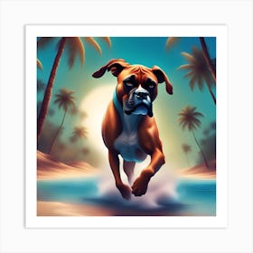 Boxer Dog On The Beach Art Print