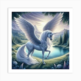 White Unicorn Art Print